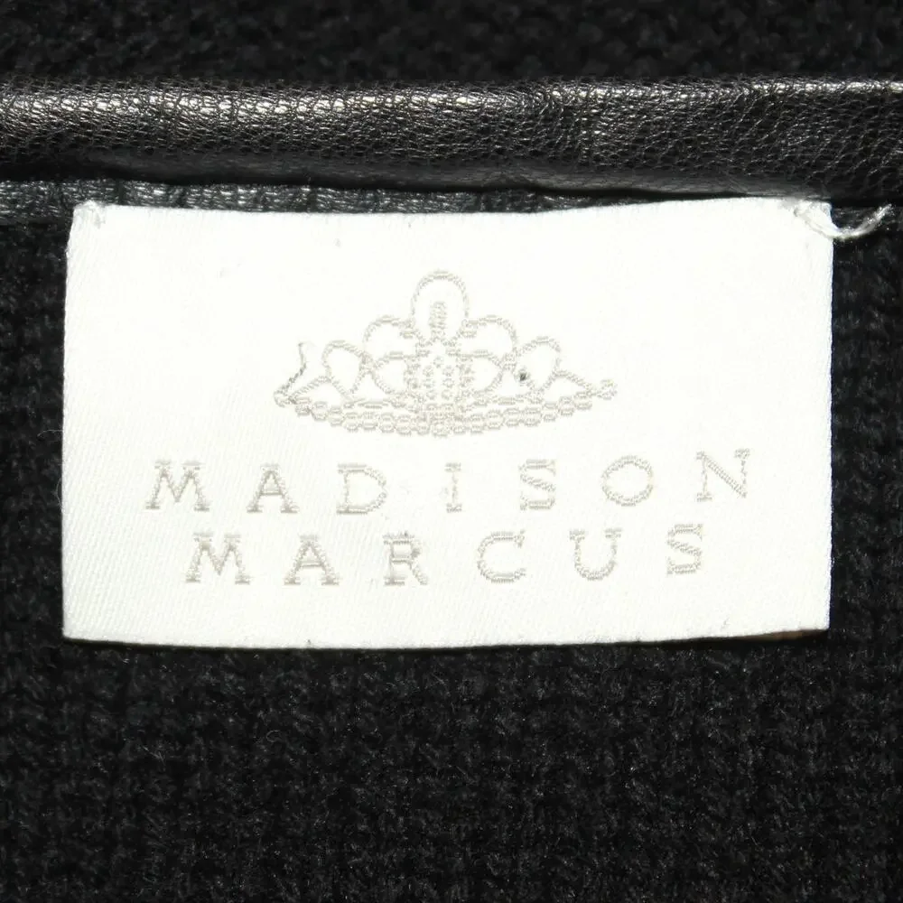 Madison Marcus Black Knit Jacket Blazer Full Zip Embroidered Beads Old Money S